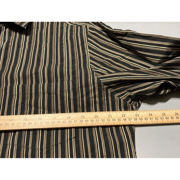 Alfani Mens Button-Up Shirt Black Striped Long Sleeve Point Collar Pocket L 16 - Picture 6 of 8